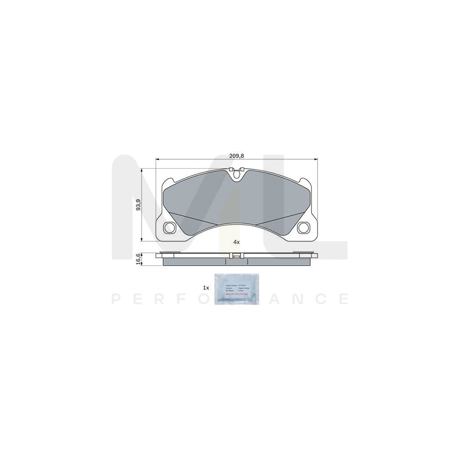 Bosch 0986424970 Brake Pad Set For Porsche Cayenne With Anti-Squeak Plate, With Mounting Manual BP2587 | ML Performance Car Parts