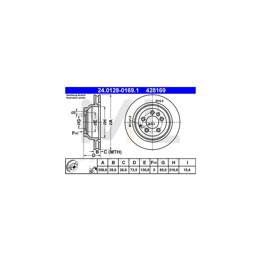 ATE 24.0128-0169.1 Brake Disc Vented, Coated, Alloyed / High-carbon | ML Performance Car Parts