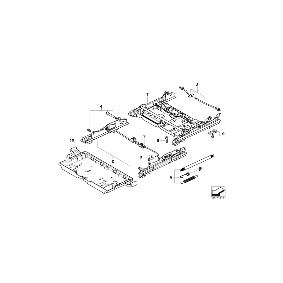 Genuine BMW 52109146338 E66 E61 Seat Rail Right (Inc. 520d, 530d & 535d) | ML Performance UK Car Parts