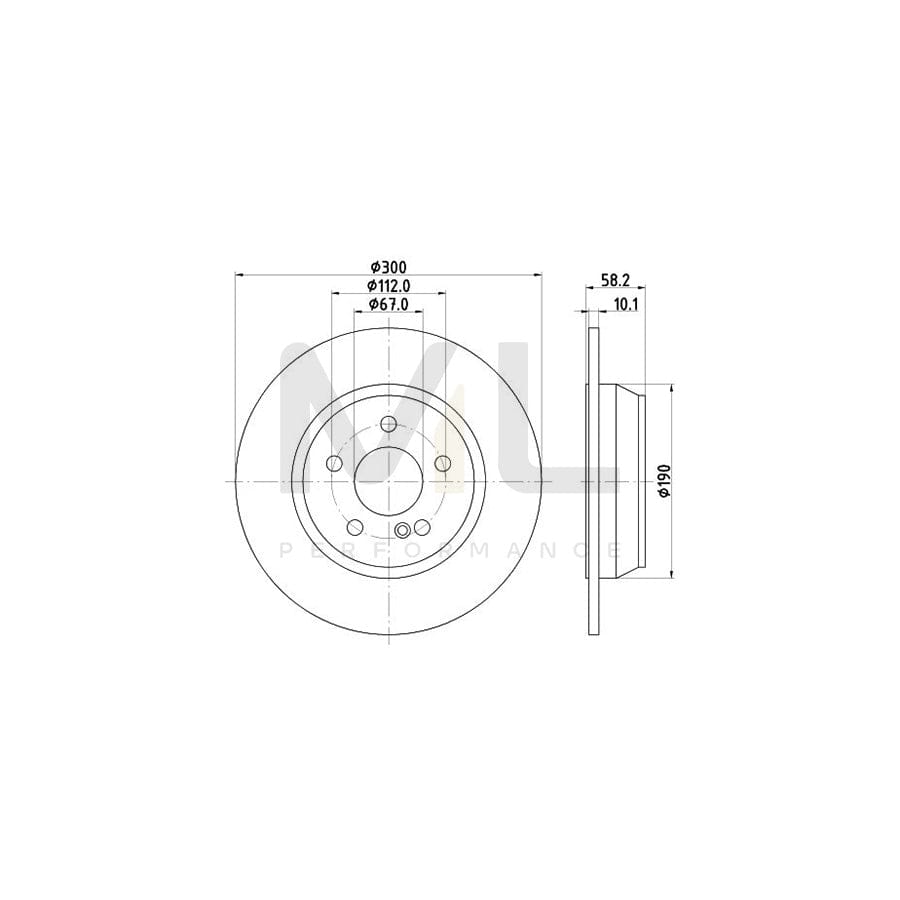 HELLA 8DD 355 126-851 Brake Disc suitable for MERCEDES-BENZ SL Convertible (R230) Solid, Coated, High-carbon, without wheel hub | ML Performance Car Parts