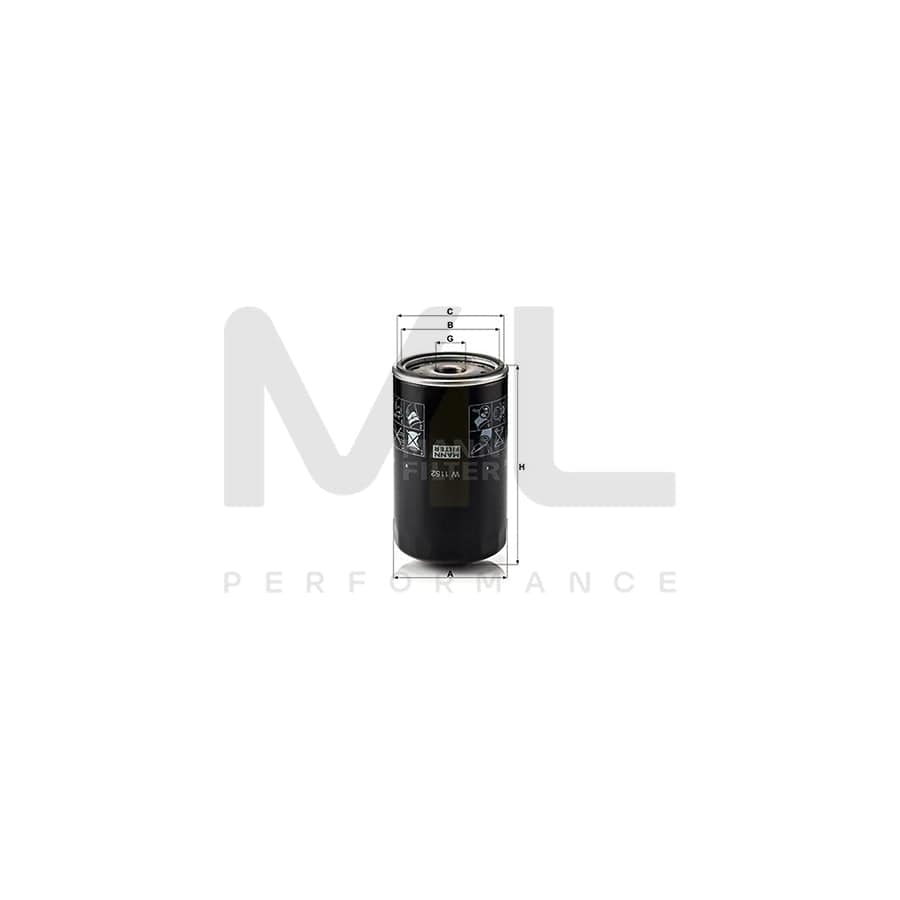 MANN-FILTER W 1152 Oil Filter Spin-on Filter | ML Performance Car Parts