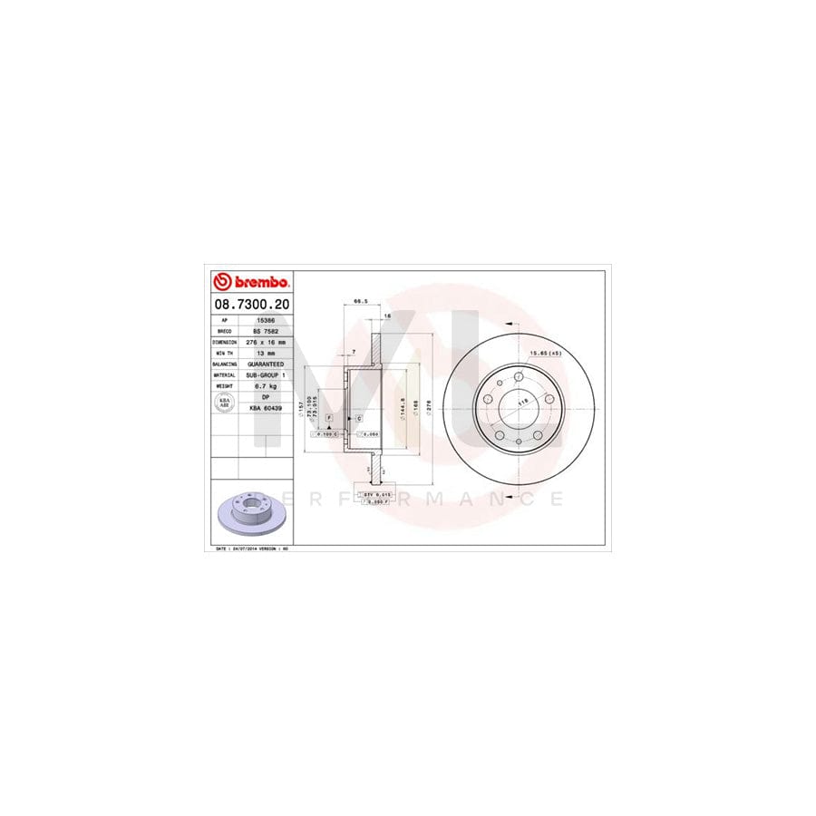 BREMBO 08.7300.20 Brake Disc for IVECO Daily Solid | ML Performance Car Parts