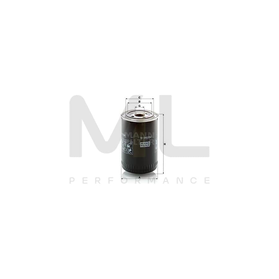 MANN-FILTER W 940/34 Oil Filter Spin-on Filter | ML Performance Car Parts