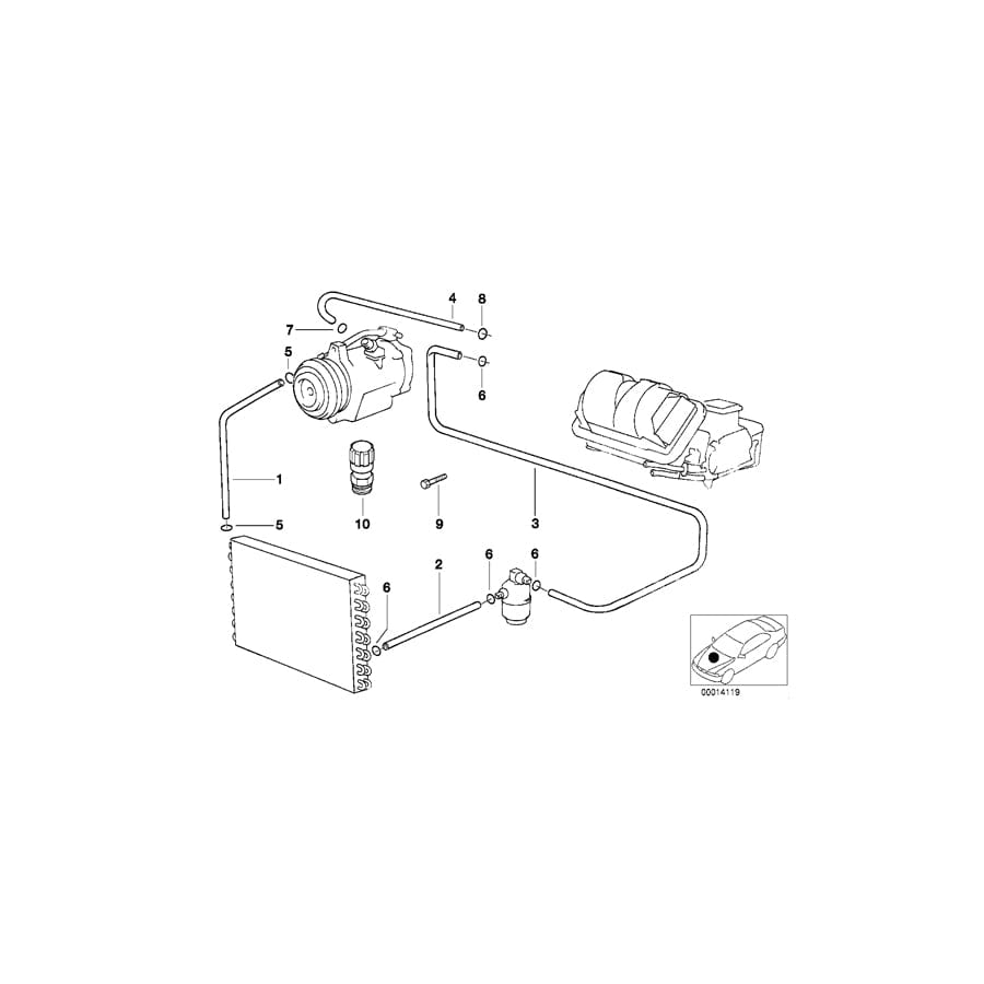 Genuine BMW 64538380149 E38 Dryer-Evaporator Pressure Hose Assy (Inc. 740iLP, 728i & 735iL) | ML Performance UK Car Parts