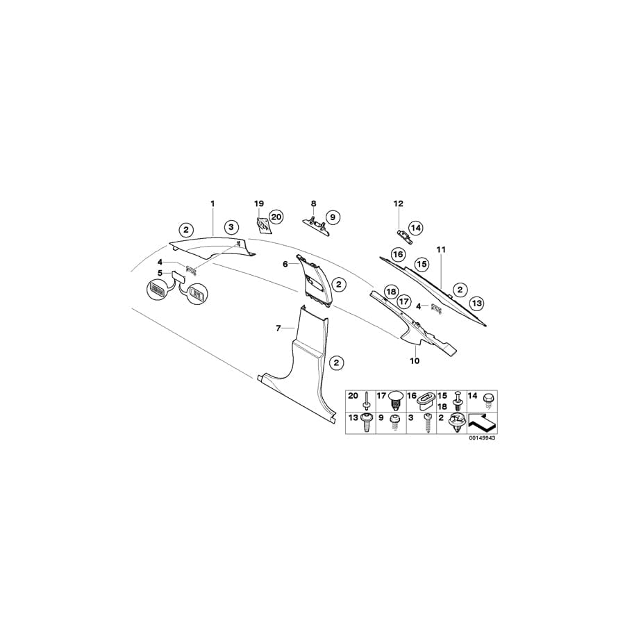 Genuine BMW 51437111337 E61 E60 Trim Panel B-Column, Bottom Left TRÜFFELBRAUN (Inc. 528xi, 525d & 525i) | ML Performance UK Car Parts