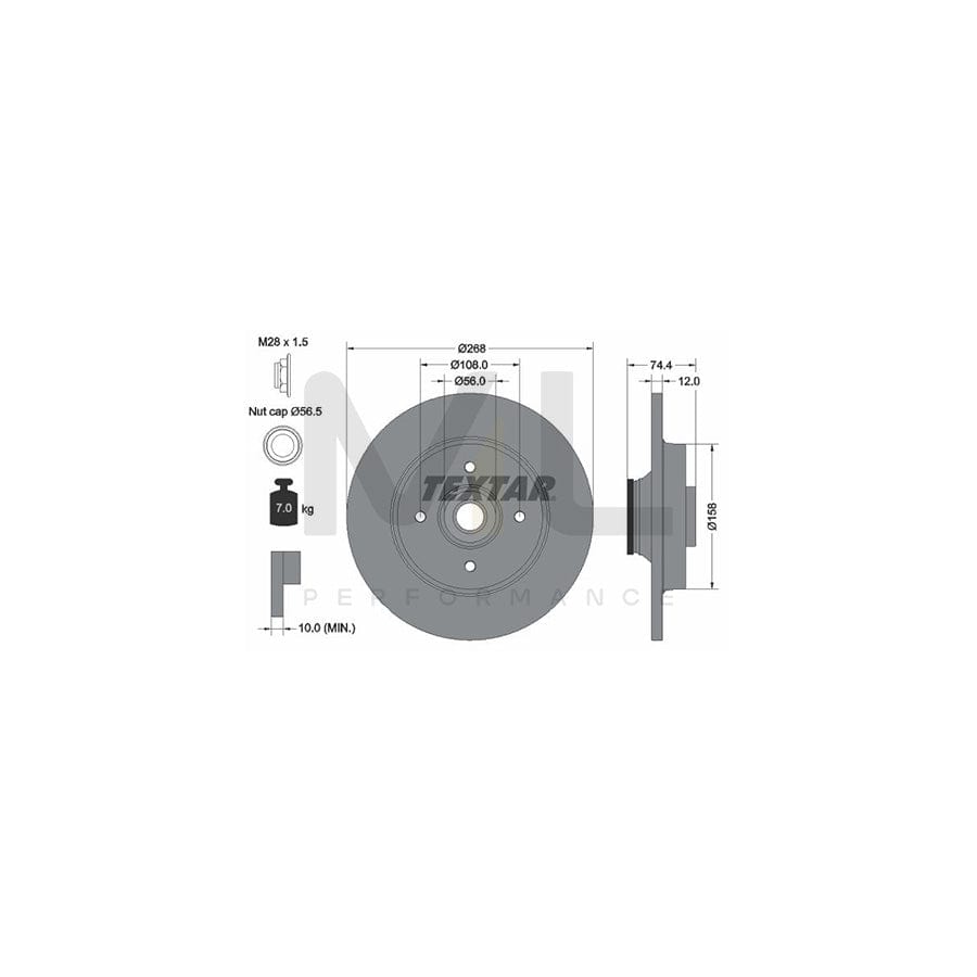 TEXTAR PRO 92168703 Brake Disc Solid, Coated, with integrated magnetic sensor ring, with wheel bearing | ML Performance Car Parts