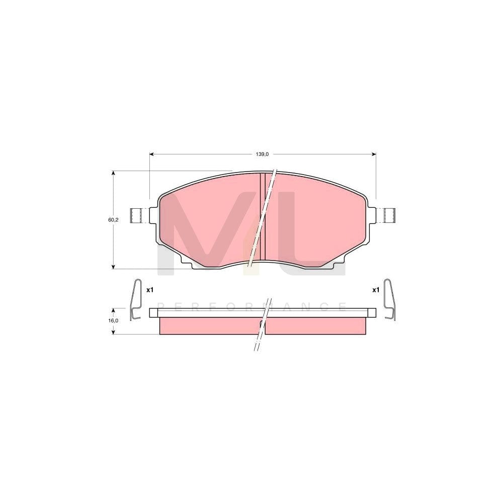 TRW Gdb1177 Brake Pad Set With Acoustic Wear Warning, With Accessories | ML Performance Car Parts