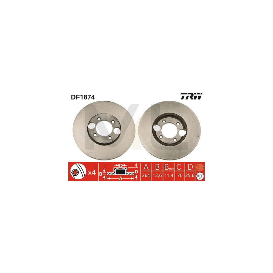 TRW DF1874 Brake Disc Solid | ML Performance Car Parts