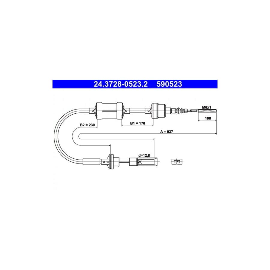 ATE 24.3728-0523.2 Clutch Cable