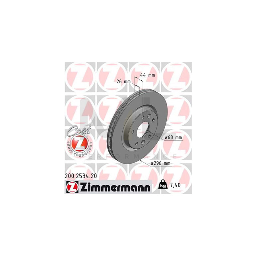 ZIMMERMANN COAT Z 200.2534.20 Brake Disc Internally Vented, Coated | ML Performance Car Parts