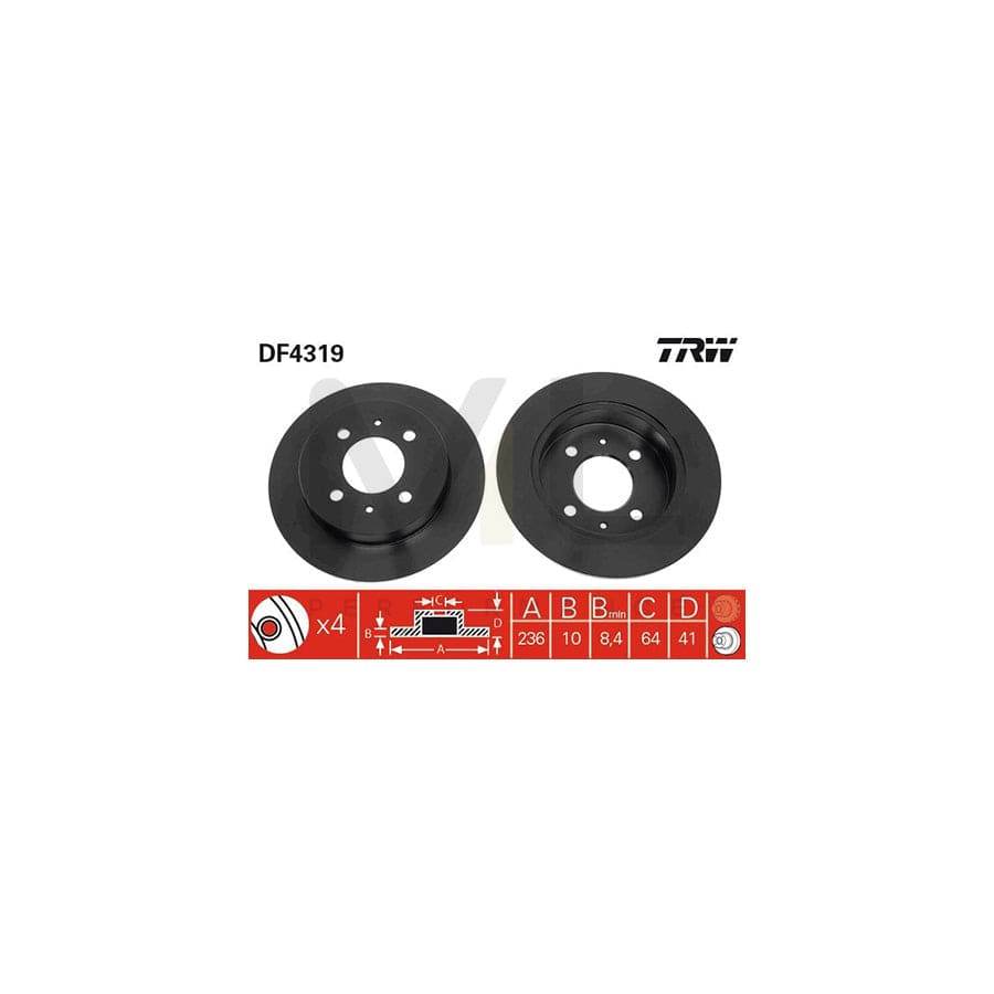 TRW DF4319 Brake Disc Solid, Painted | ML Performance Car Parts