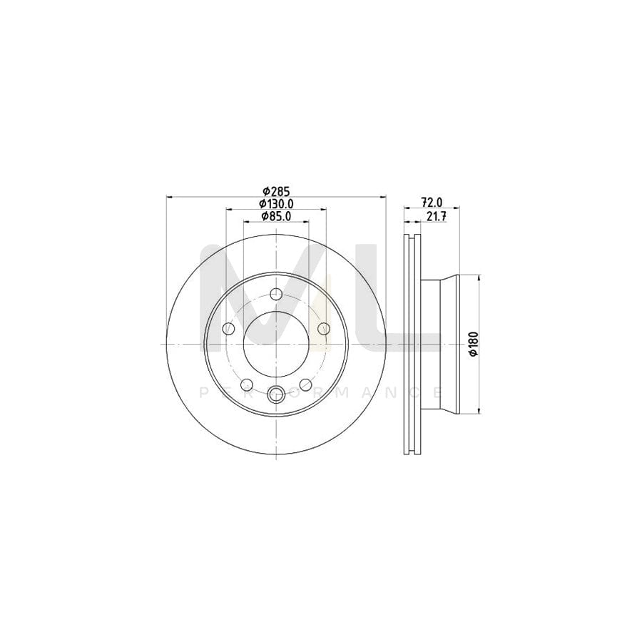 HELLA 8DD 355 118-051 Brake Disc Internally Vented, without wheel hub, without wheel studs | ML Performance Car Parts