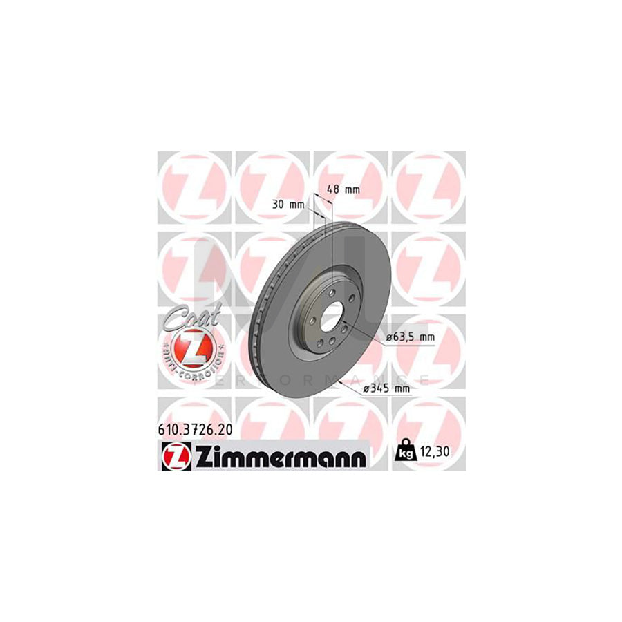 ZIMMERMANN COAT Z 610.3726.20 Brake Disc Internally Vented, Coated | ML Performance Car Parts