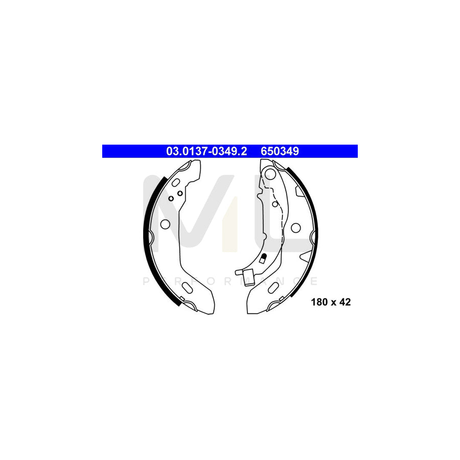 ATE 03.0137-0349.2 Brake Shoe Set suitable for MERCEDES-BENZ A-Class (W168) with lever | ML Performance Car Parts