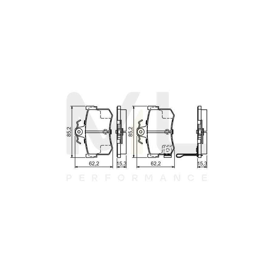 Bosch 0986424568 Brake Pad Set With Acoustic Wear Warning, With Anti-Squeak Plate, With Mounting Manual BP315 | ML Performance Car Parts