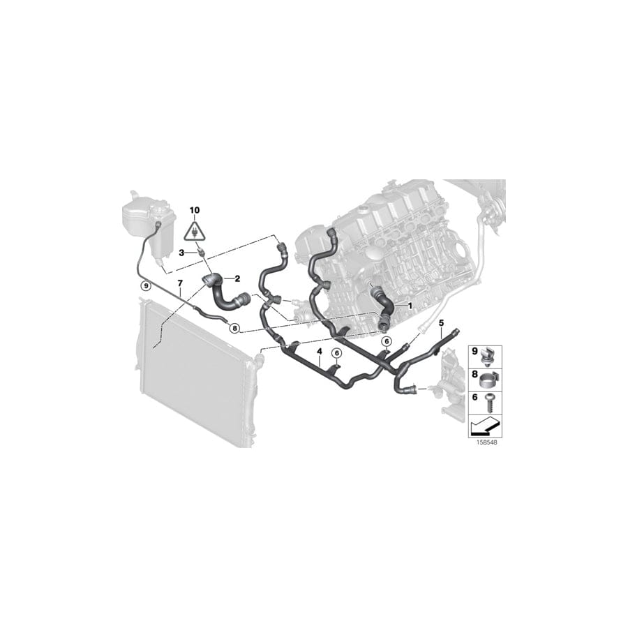 Genuine BMW 17127564478 E84 E92 E88 Hose From Radiator Bottom - Thermostat (Inc. 125i, 328i & 330xi) | ML Performance UK Car Parts