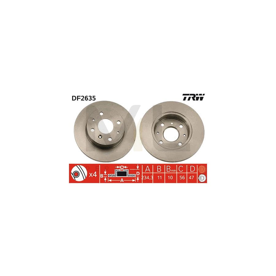 TRW DF2635 Brake Disc for DAIHATSU CHARADE Solid, Painted | ML Performance Car Parts