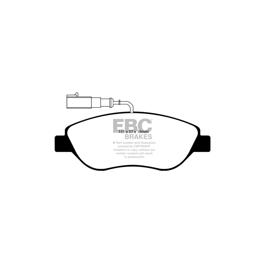 EBC PD03KF1306 Alfa Romeo Fiat Lancia Yellowstuff Front Brake Pad & Plain Disc Kit - TRW/Bosch Caliper (Inc. MiTo, Bravo, Delta) 2 | ML Performance UK Car Parts