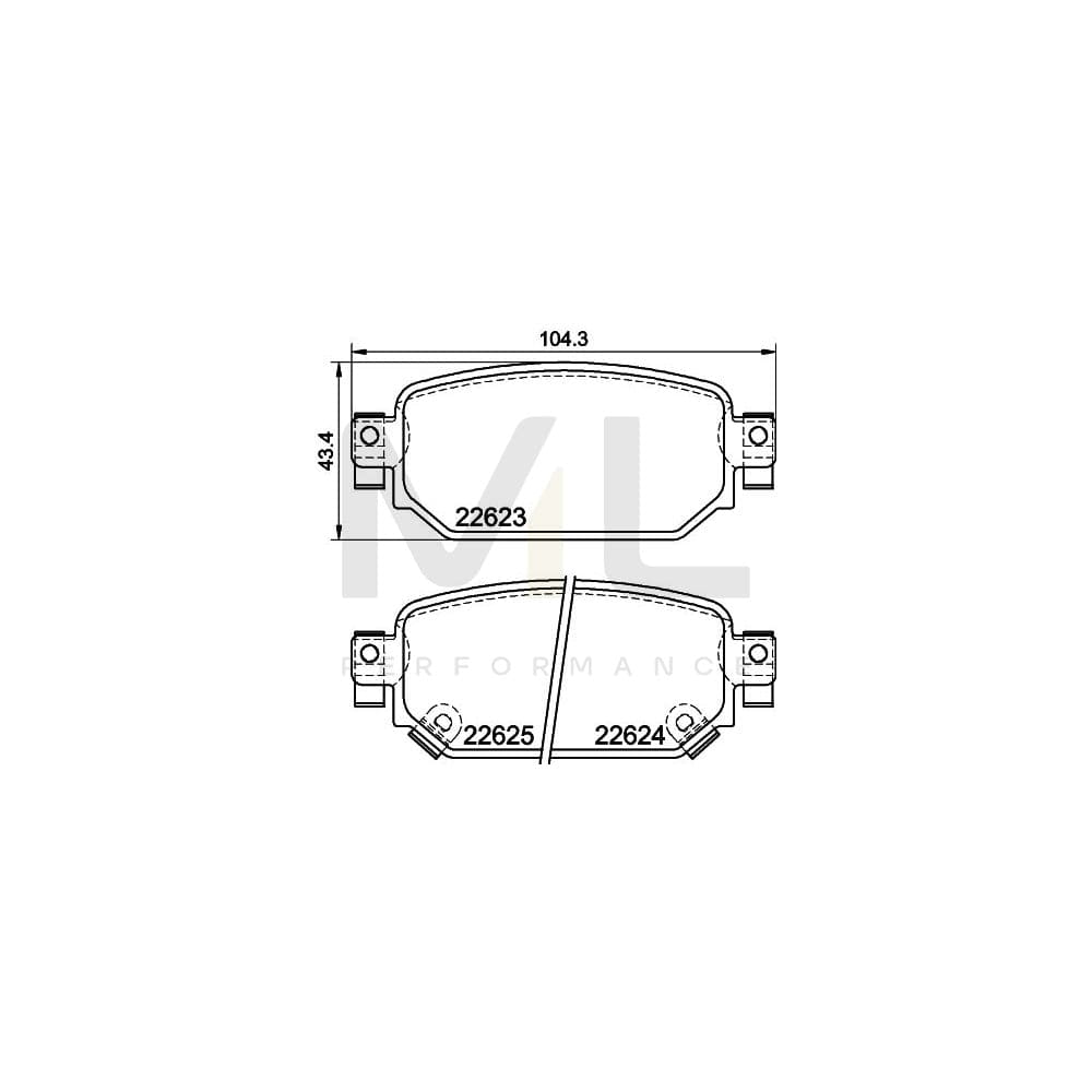 Hella 8DB 355 039-141 Brake Pad Set For Mazda Cx-3 (Dk) With Acoustic Wear Warning | ML Performance Car Parts