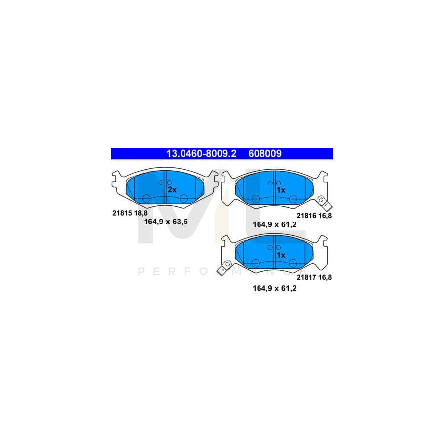 ATE 13.0460-8009.2 Brake pad set for CHRYSLER Voyager II (ES) with acoustic wear warning | ML Performance Car Parts