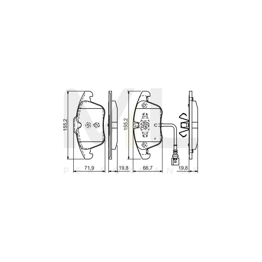 Bosch 0986Tb3154 Brake Pad Set Incl. Wear Warning Contact, With Integrated Wear Sensor  | ML Performance Car Parts