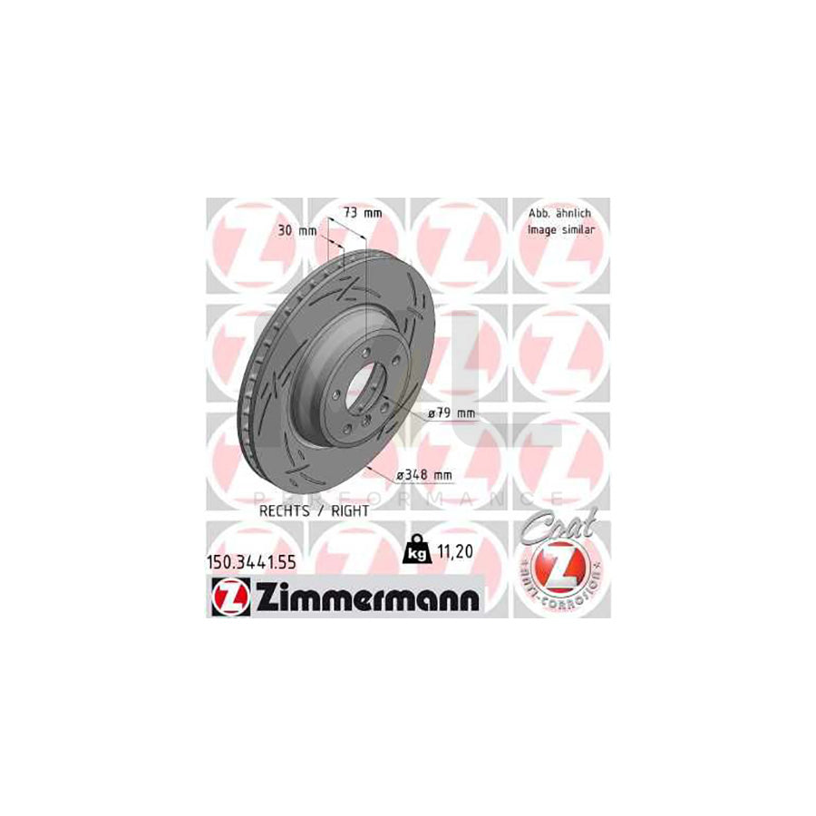 ZIMMERMANN BLACK Z 150.3441.55 Brake Disc Internally Vented, Slotted, Coated, High-carbon | ML Performance Car Parts