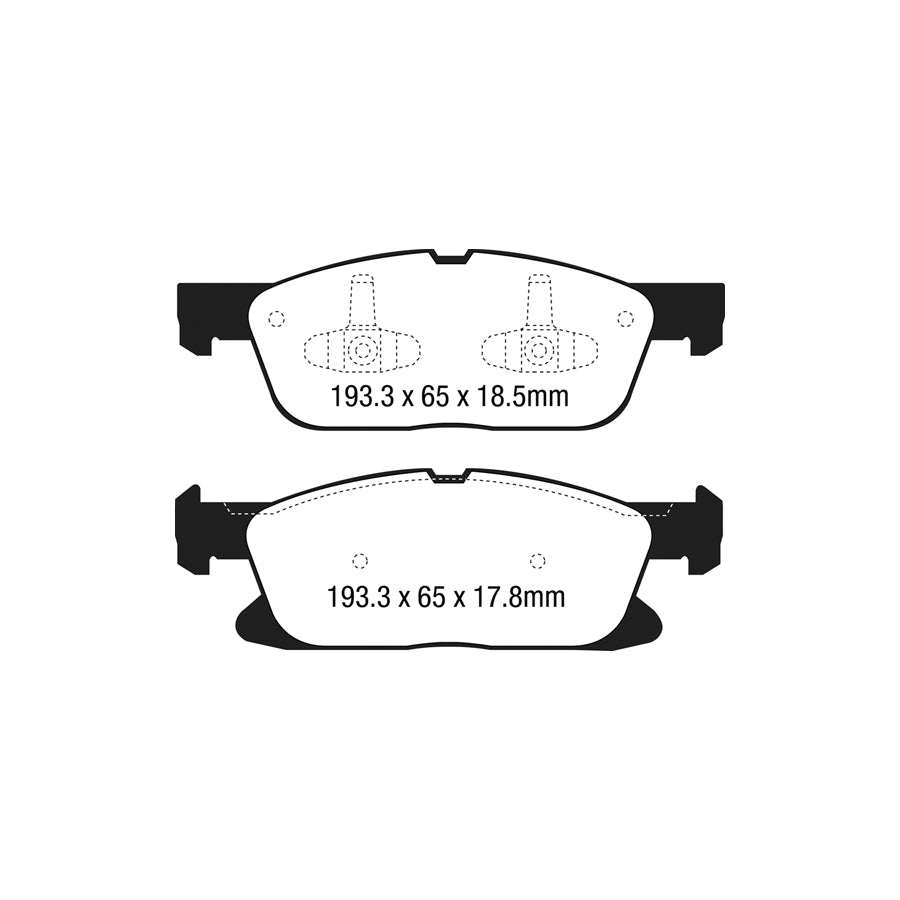 EBC DP43046R Ford Yellowstuff Front Brake Pads - ATE Caliper (Inc. Edge, Galaxy Mk3, S-Max Mk2) 2 | ML Performance UK Car Parts