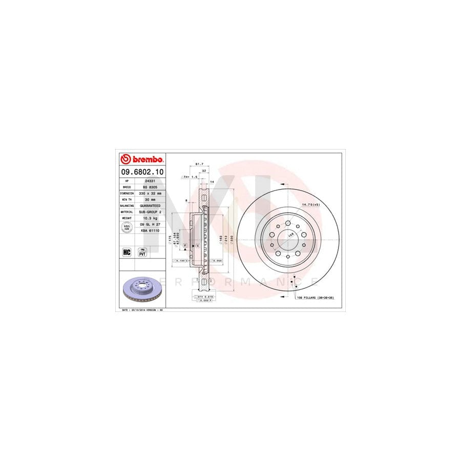 BREMBO 09.6802.10 Brake Disc for FERRARI 456 GT/GTA Internally Vented, High-carbon | ML Performance Car Parts