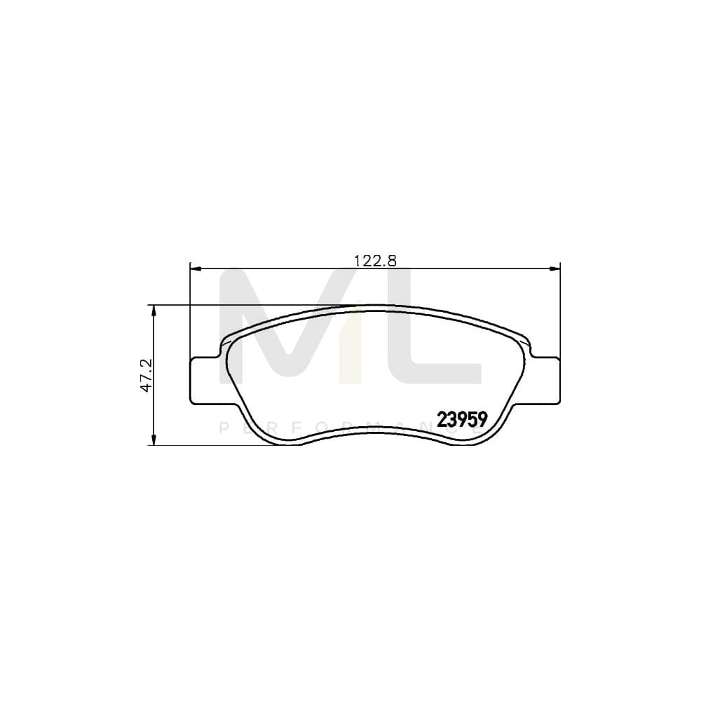 Hella 8DB 355 012-141 Brake Pad Set Not Prepared For Wear Indicator, With Accessories | ML Performance Car Parts