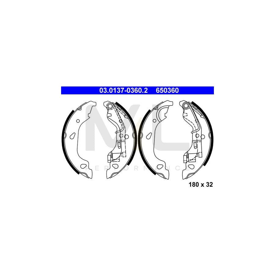 ATE 03.0137-0360.2 Brake Shoe Set for FIAT Punto II Hatchback (188) with lever | ML Performance Car Parts