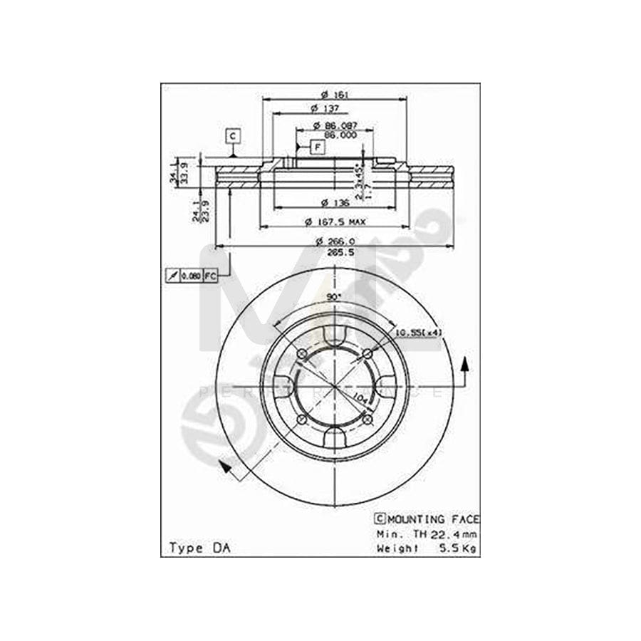 BREMBO 09.5537.10 Brake Disc Internally Vented | ML Performance Car Parts