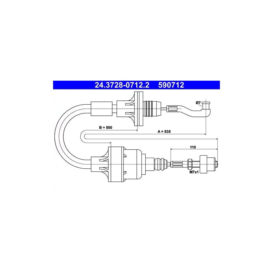 ATE 24.3728-0712.2 Clutch Cable