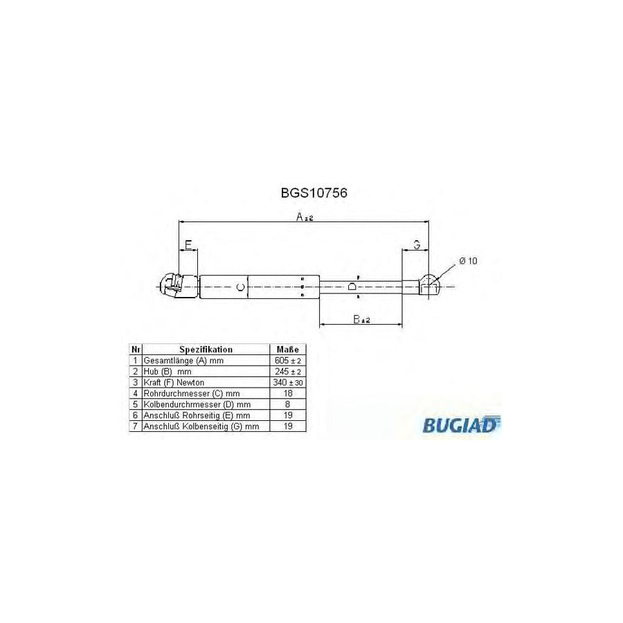 Bugiad BGS10756 Tailgate Strut For Audi Coupe B3 (89, 8B)