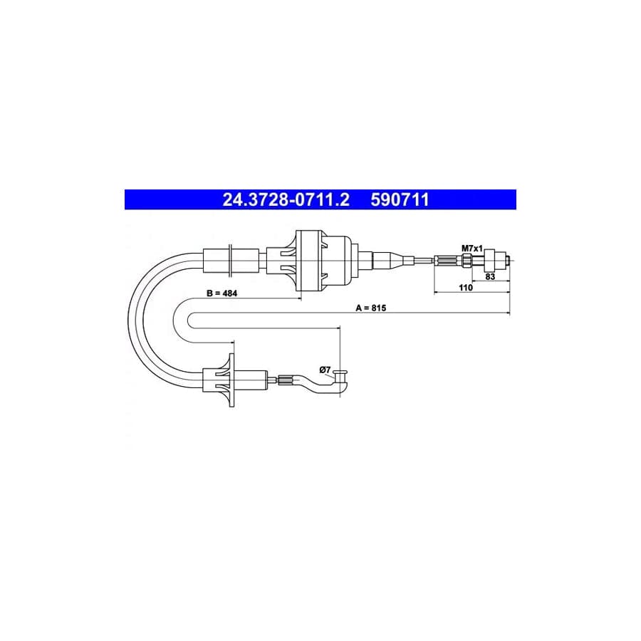 ATE 24.3728-0711.2 Clutch Cable