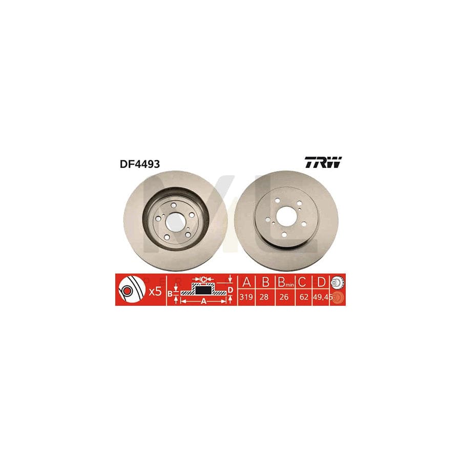 TRW DF4493 Brake Disc Vented, Painted | ML Performance Car Parts