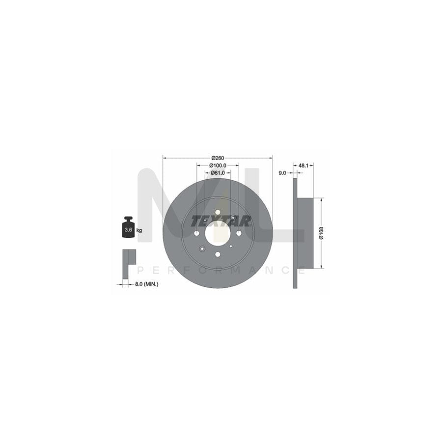 TEXTAR 92125400 Brake Disc for HONDA CIVIC Solid, without wheel hub, without wheel studs | ML Performance Car Parts