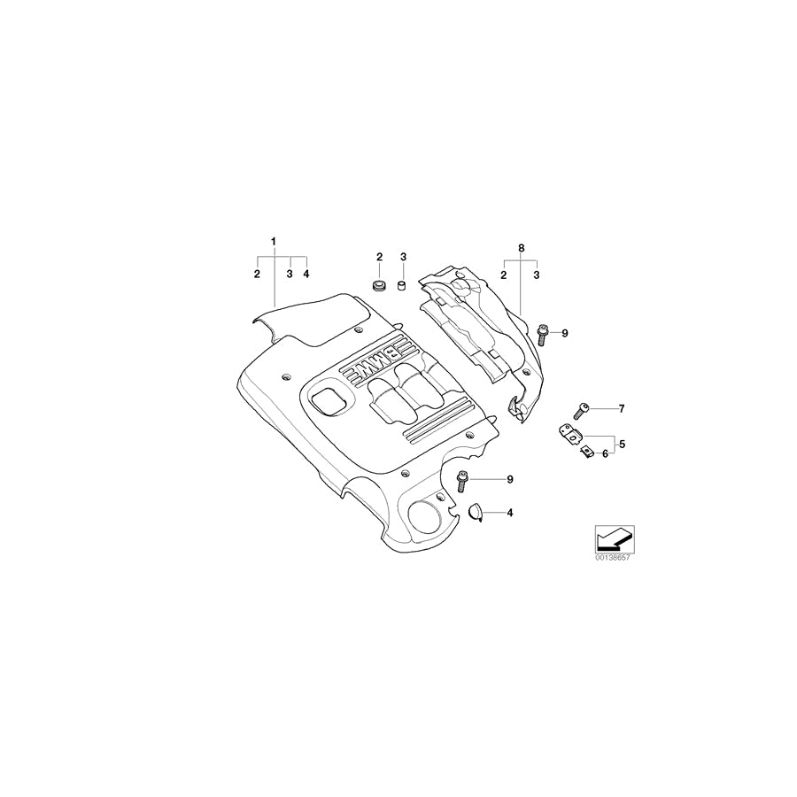 Genuine BMW 11147787331 E46 E83 Acoustic Cover Rear (Inc. X3 2.0d, 320d & 318td) | ML Performance UK Car Parts