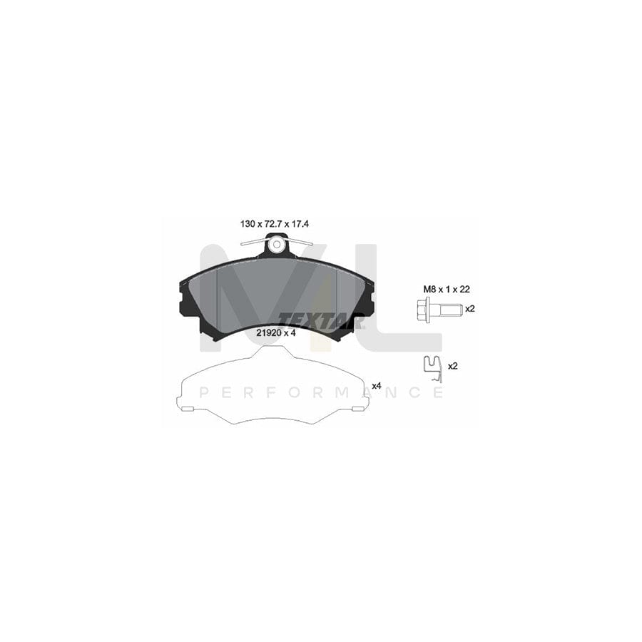 TEXTAR 2192003 Brake pad set with acoustic wear warning, with brake caliper screws, with accessories | ML Performance Car Parts