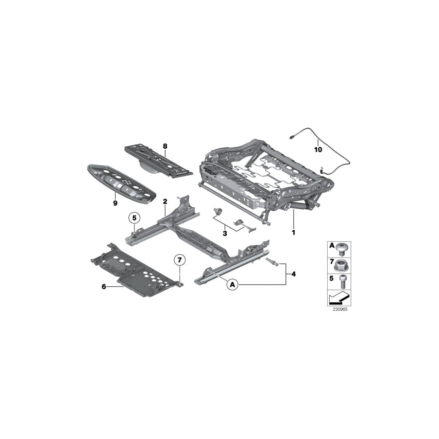 Genuine BMW 52107269529 F10 F07 F11 Seat Frame, Manual Left (Inc. 530dX, 530d & 550iX) | ML Performance UK