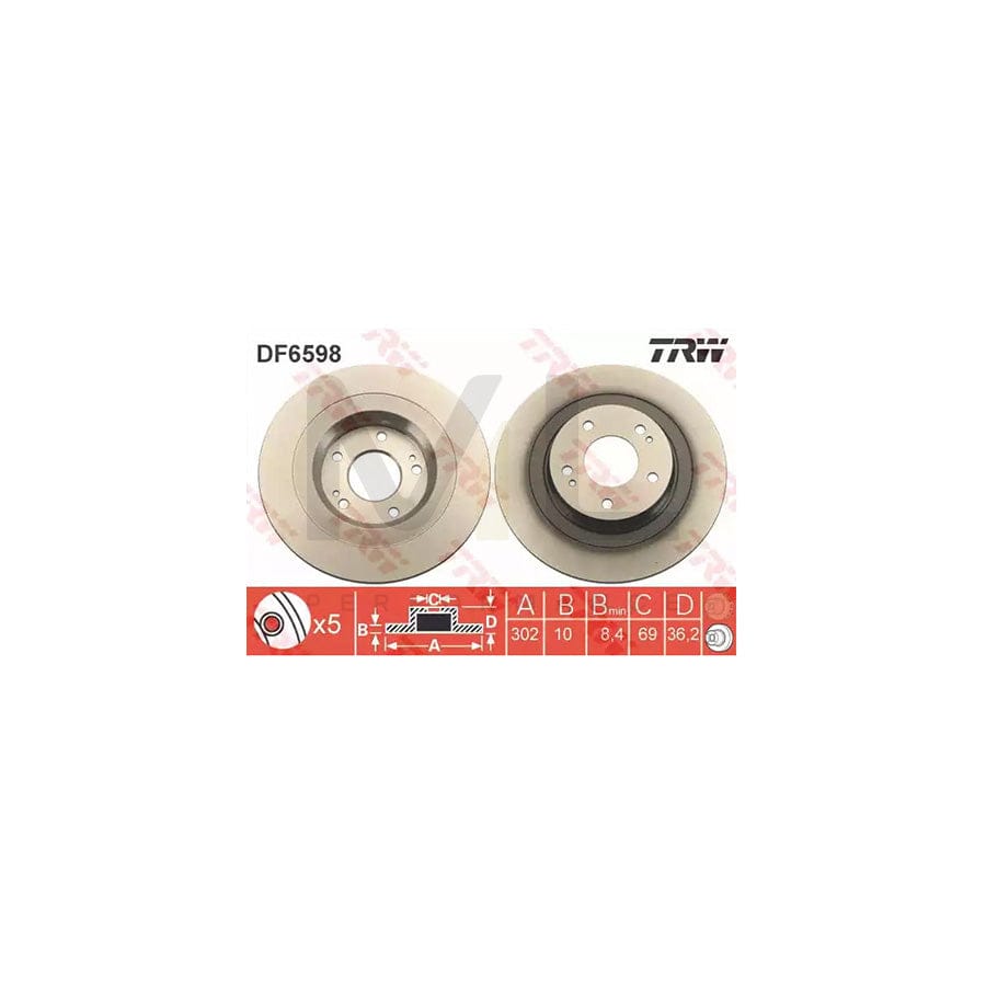 TRW DF6598 Brake Disc Solid, Painted | ML Performance Car Parts