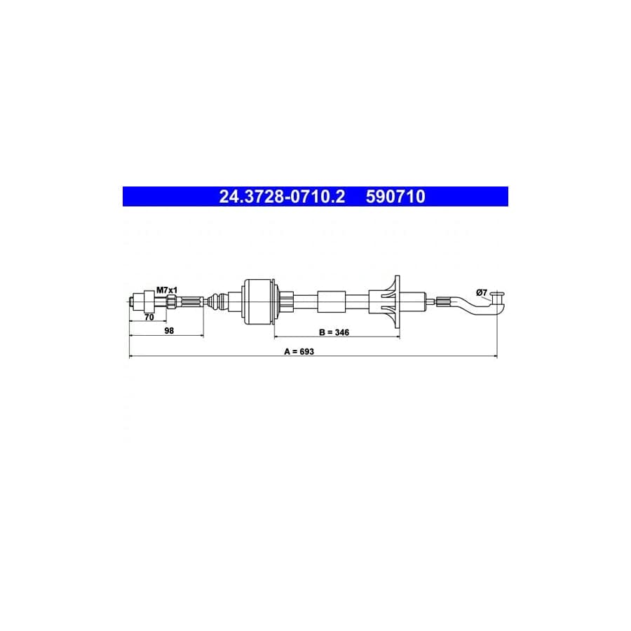 ATE 24.3728-0710.2 Clutch Cable