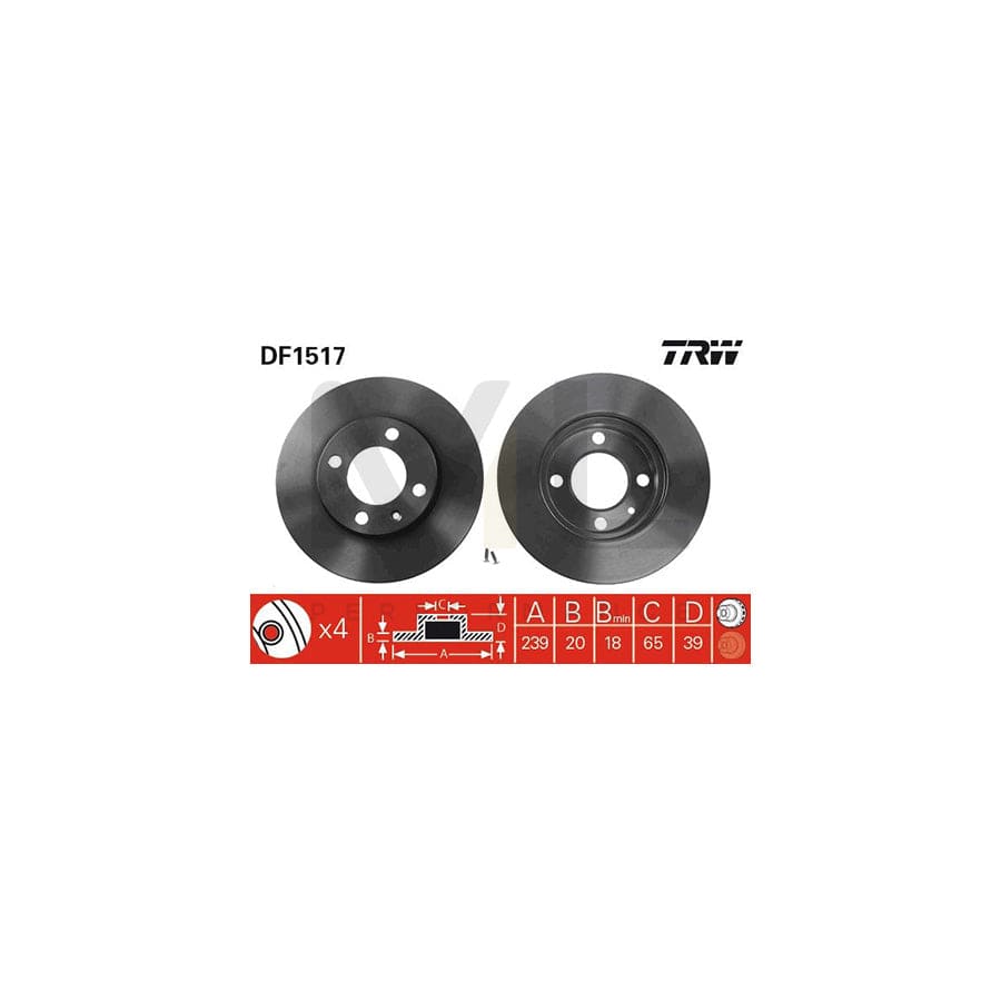 TRW DF1517 Brake Disc Vented, Painted | ML Performance Car Parts