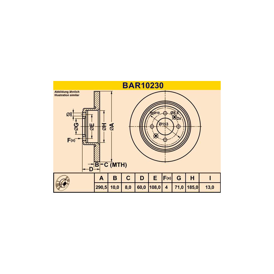 Barum BAR10230 Brake Disc For Peugeot 406