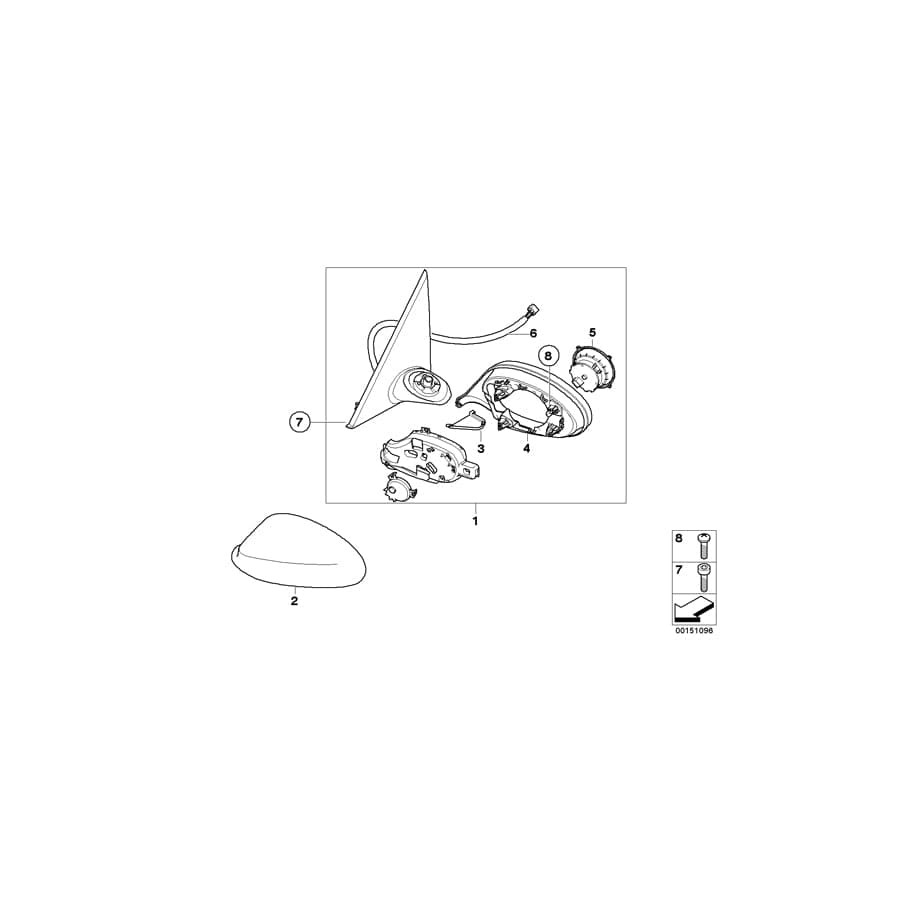 Genuine BMW 51167176191 E92 E93 Outside Mirror Heated With Memory, Left GLANZSCHWARZ (Inc. 330i, 325xi & 335xi) | ML Performance UK Car Parts