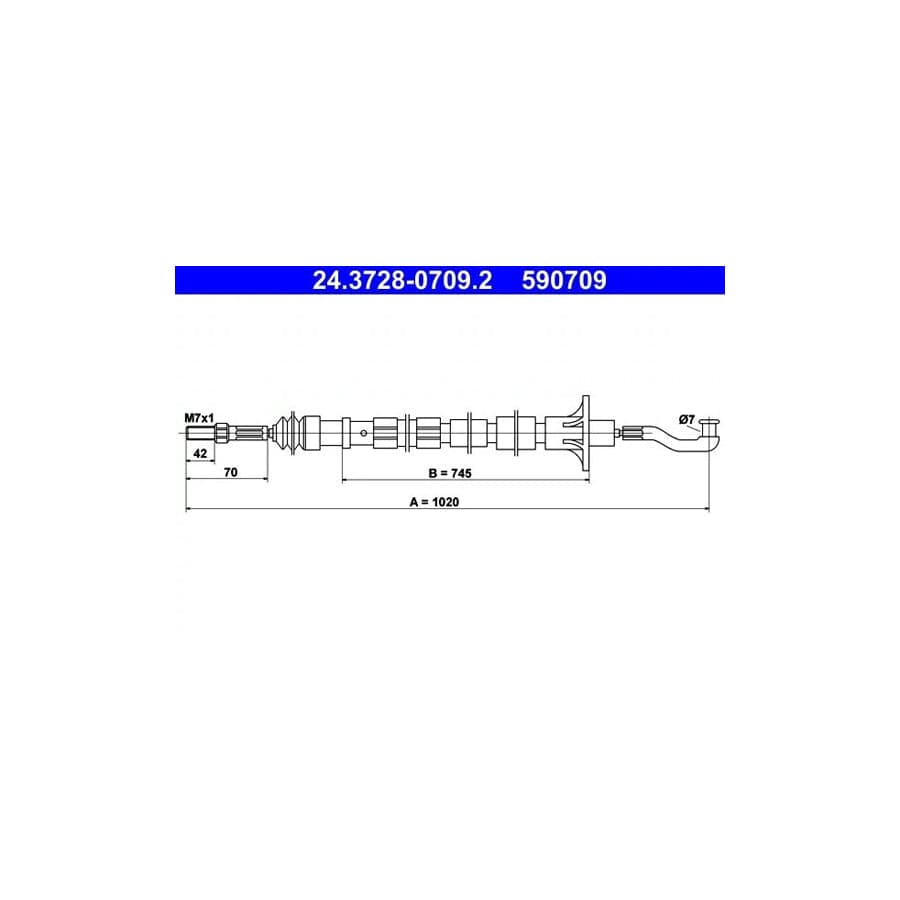 ATE 24.3728-0709.2 Clutch Cable