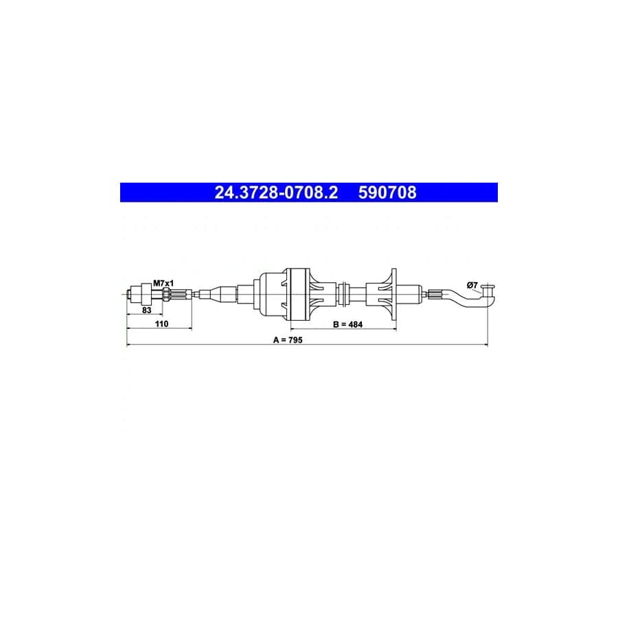 ATE 24.3728-0708.2 Clutch Cable