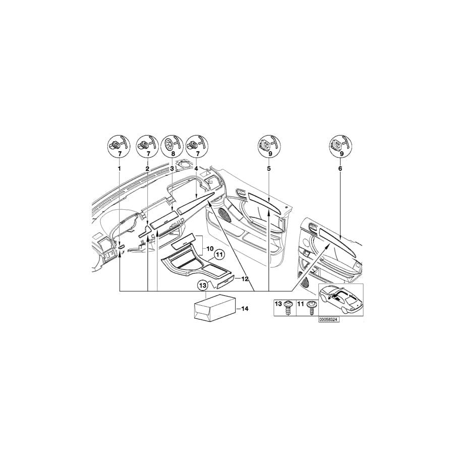 Genuine BMW 51418261740 E53 Poplar Wooden Strip, Door Front Right HELL (Inc. X5) | ML Performance UK Car Parts