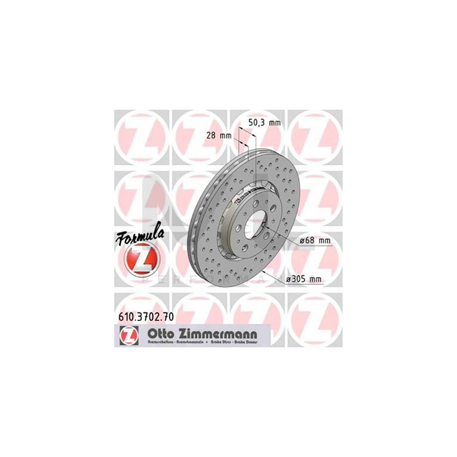 ZIMMERMANN FORMULA Z COAT Z 610.3702.70 Brake Disc Perforated, Two-piece brake disc, Vented, Coated | ML Performance Car Parts