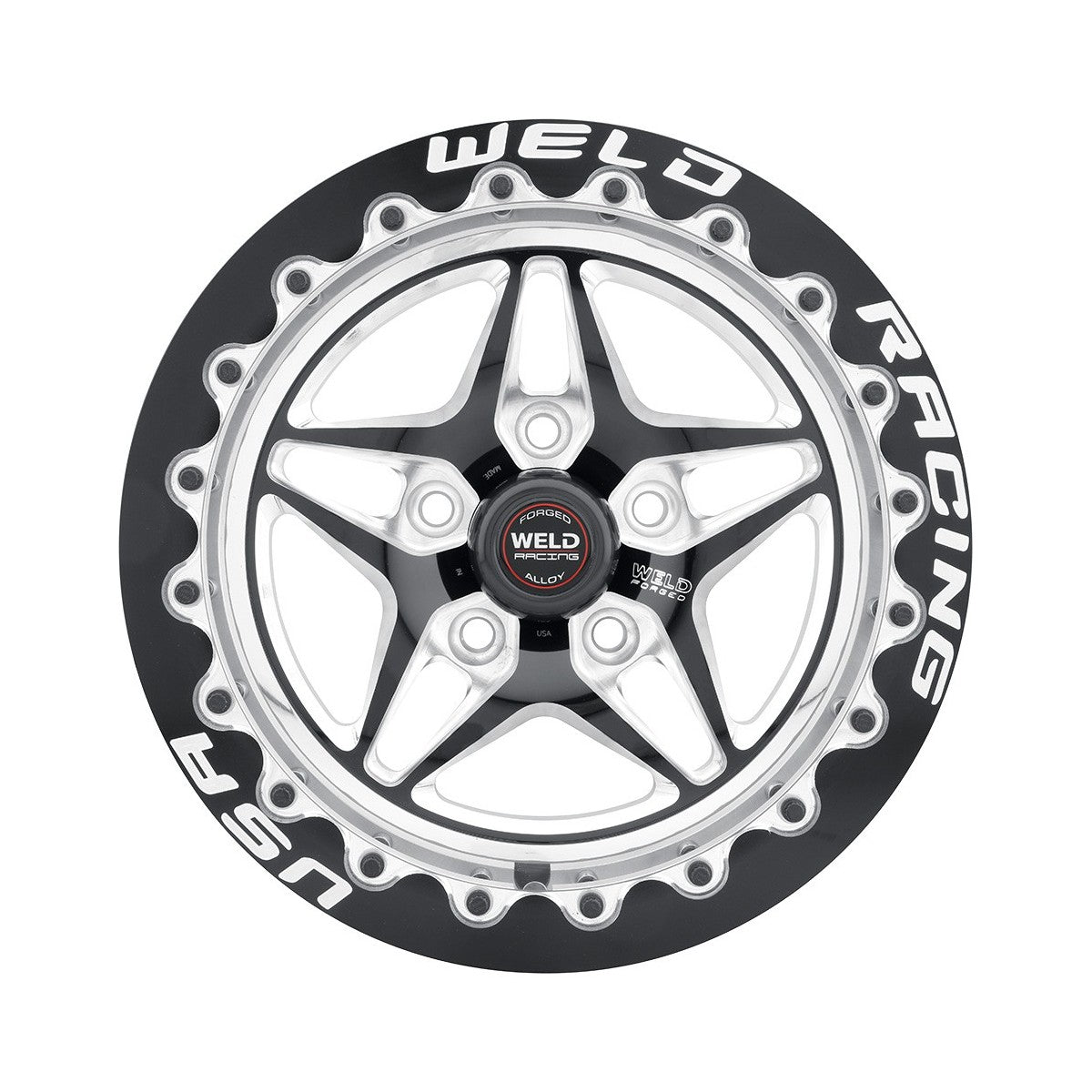 Weld 81HB7100W52F S81 Beadlock Wheel 17x10 5x115 ET-7 BS5.2 Black Center - Polished Shell