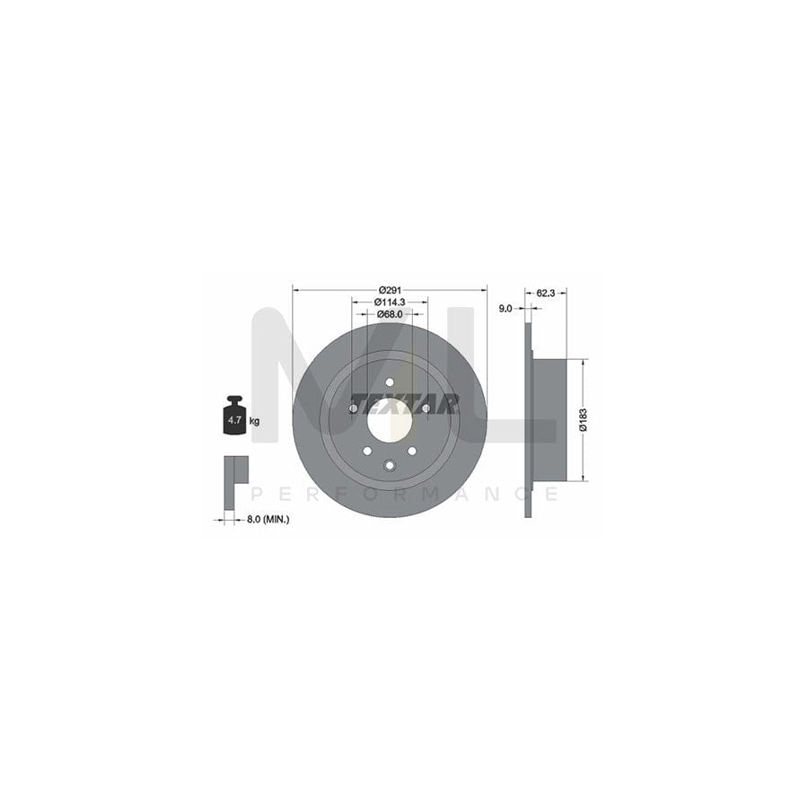 TEXTAR PRO 92237103 Brake Disc Solid, Coated, without wheel hub, without wheel studs | ML Performance Car Parts